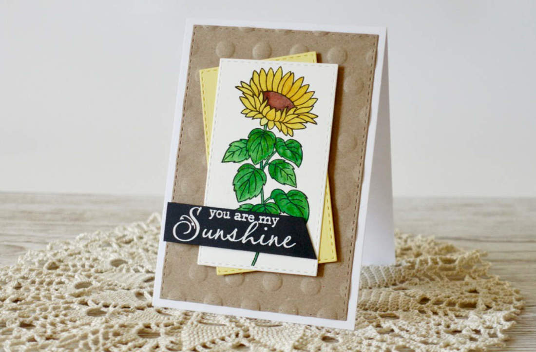 Handmade card with a Sunflower. Simple watercolouring using the Brusho powders.  #cherrybeecards