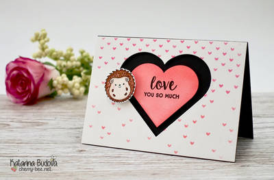 Handmade spinner heart card for Valentine’s Day, Anniversary or Birthday, using heart dies from Sizzix, Distress ink Worn Lipstick, sentiments from the&nbsp;Peonies stamp set from Avery Elle and the hedgehog from the Let’s Roll stamp set by clearly besotted.