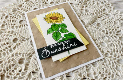 Handmade card with a Sunflower. Simple watercolouring using the Brusho powders. 