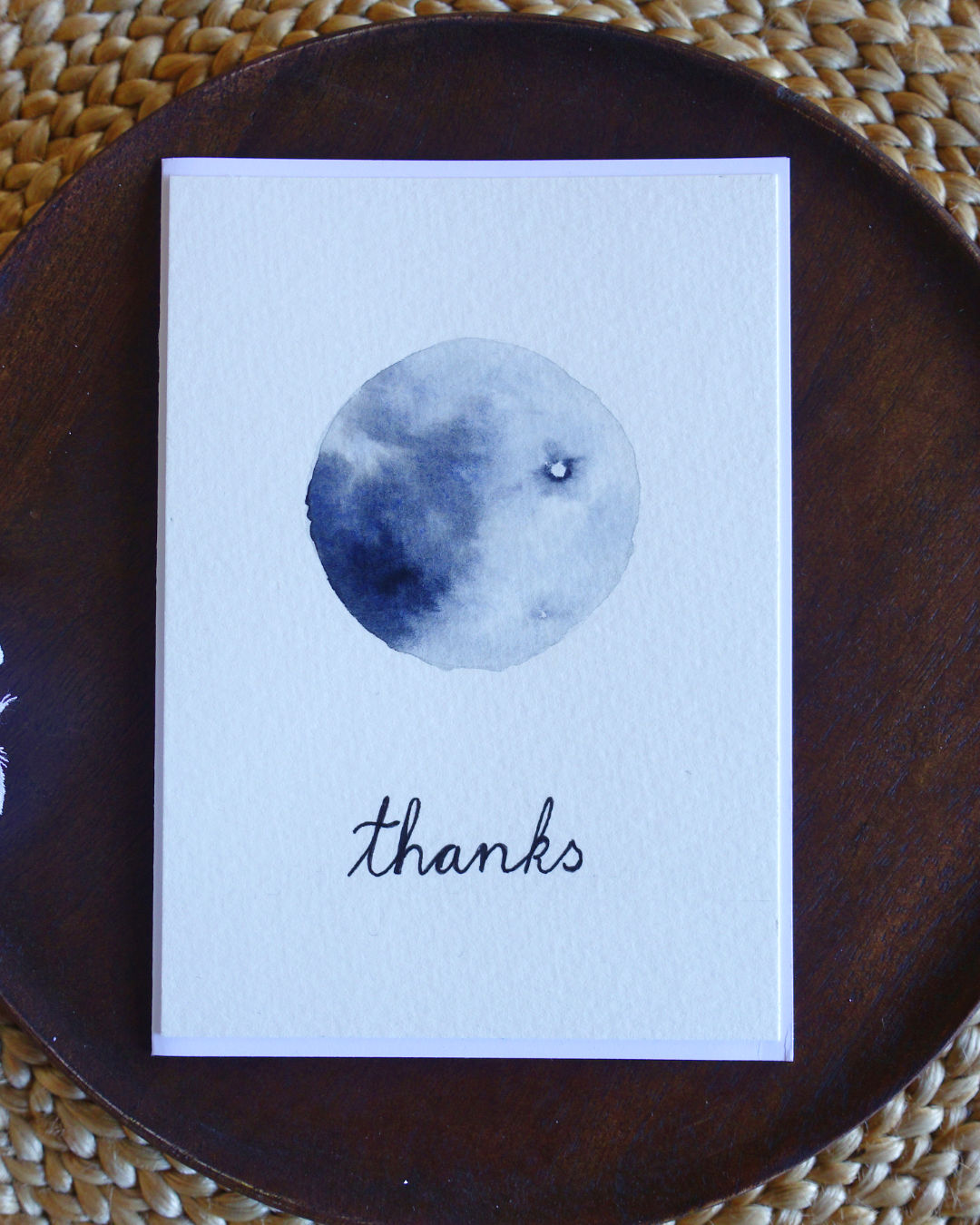 Simple card with watorcoloured moon. 