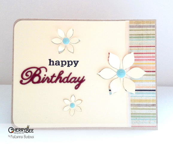 Happy Birthday Card using Partial Cut Flowers﻿ @ cherry-bee.net