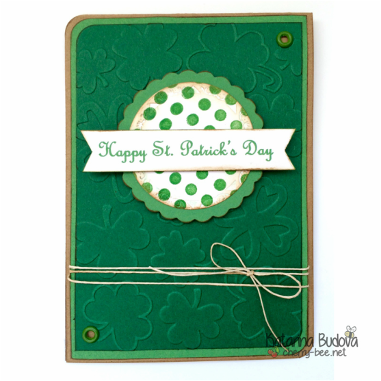 Handmade card for St. Patrick’s Day using embossing folder from Darice. To see more please visit my blog: cherry-bee.net