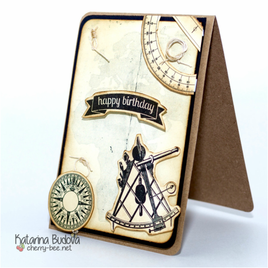 Handmade masculine card, using printed out images and distress ink. @ cherry-bee.net
