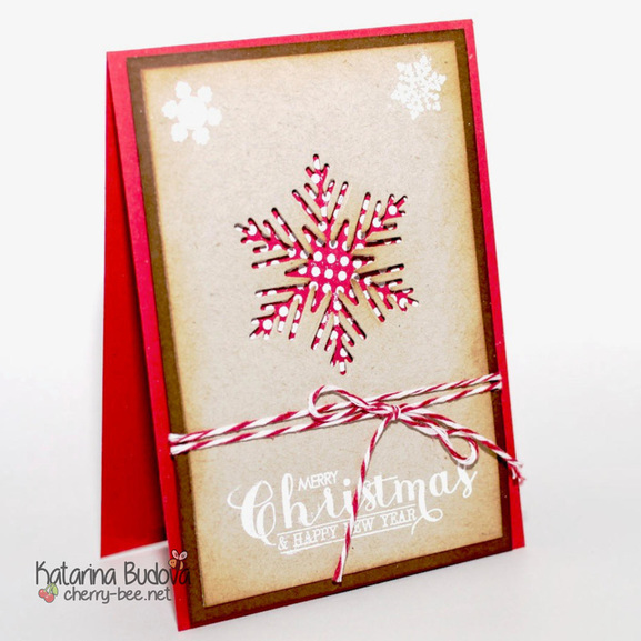 Handmade Christmas card using negative die-cutting and products from Technique Tuesday and Clearly Besotted.