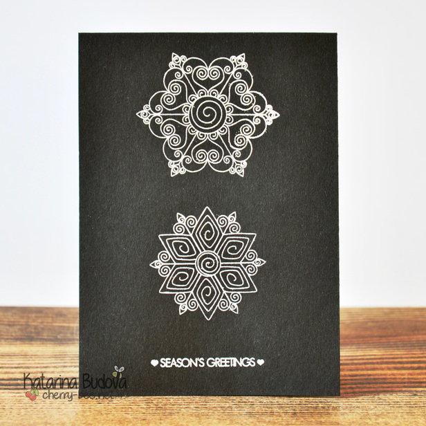 Super simple and very quick handmade card, white white embossed snowflakes from Newton's Nook Design - Beautiful Blizzard stamp set on black card.
