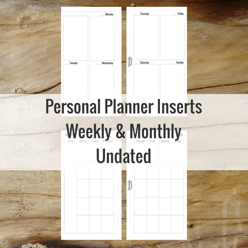 Personal Planner inserts - Weekly & Monthly - Undated - Free to download.